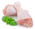 Raw chicken legs on white background