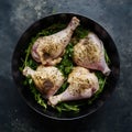 Raw chicken legs seasoned with salt, spices, and herbs Royalty Free Stock Photo