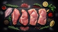 Raw chicken meat fillet seasoning AI generated image Royalty Free Stock Photo