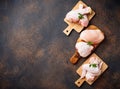 Raw chicken meat fillet, thigh, wings and legs Royalty Free Stock Photo