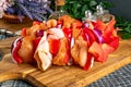 Raw chicken shashlik Royalty Free Stock Photo