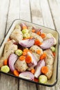 Raw chicken and vegetables Royalty Free Stock Photo