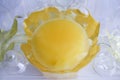 Raw chicken yolk. The egg is broken