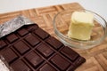 Raw chocolate pieces with butter Royalty Free Stock Photo