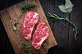 Raw chuck roll steaks premium beef Royalty Free Stock Photo