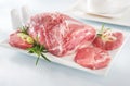 Raw chuck steak with tableware Royalty Free Stock Photo