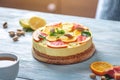 Raw citrus cake with grapefruit, orange, lime and lemon. Fresh summer dessert. Gluten free, no baking vegan food Royalty Free Stock Photo