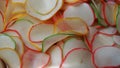 Raw colorful crackers with onion flavors, indonesian traditional crackers called kerupuk. To make seblak or condiment dish Royalty Free Stock Photo