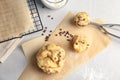 Raw cookie dough with chocolate chips on table Royalty Free Stock Photo