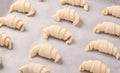 Raw croissants with filling prepared to be baked Royalty Free Stock Photo