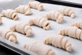 Raw croissants with filling prepared to be baked Royalty Free Stock Photo