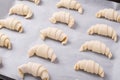 Raw croissants with filling prepared to be baked Royalty Free Stock Photo