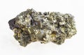 raw crystalline pyrite stone on white