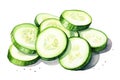 Raw cucumber vegetable green ingredient fresh healthy slice cut food background