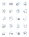 Raw cuisine linear icons set. Vegetarian, Vegan, Uncooked, Organic, Wholefoods, Plant-based, Clean line vector and