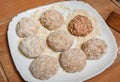 Raw cutlets of the beef and pork raw minced meat Royalty Free Stock Photo