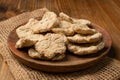 Raw Dehydrated Soy Meat or Soya Chunks on Wood Background Royalty Free Stock Photo