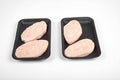 Raw delicious chicken cutlet in package. Isolated on a white background. Royalty Free Stock Photo