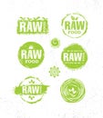 Raw Diet Wholesome Healthy Food Creative Sign Concept. Organic Local Farm Illustration On Rough Eco Background.