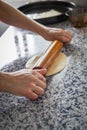 Raw dough preparation of moroccan traditional rghaif pancakes Royalty Free Stock Photo