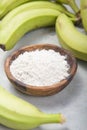 Raw and dried green bananas, plantain flour, resistant flour, prebiotic food, gut health