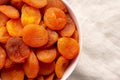 Raw Dry Apricots in a Bowl, top view. Close-up Royalty Free Stock Photo