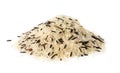 Raw Dry Black Wild Rice and Parboiled White Rice Isolated Royalty Free Stock Photo