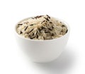 Raw Dry Black Wild Rice and Parboiled White Rice Isolated Royalty Free Stock Photo