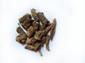 Raw dry and dried Indian Ayurvedic sarsaparilla or Hemidesmus indicus is used for the treatment of psoriasis and skin diseases.