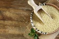 Raw dry organic couscous.