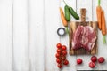 Raw duck breast and fresh vegetables Royalty Free Stock Photo