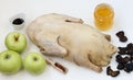 Raw duck on white background