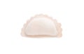 Raw dumpling (varenyk) on white background, top view