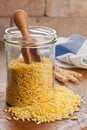 Raw durum wheat in kitchen