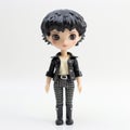 Raw And Edgy Black Hair Doll In White Plaid Pants - Jennifer Vinyl Toy