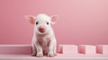 Raw And Edgy: A Small White Pig On Pink Cubes