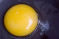 Raw Egg in a Black Pan