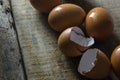 Raw Egg Group on Wooden Background