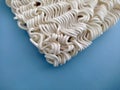 Raw egg noodles in macro