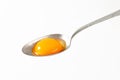 Raw egg yolk on spoon Royalty Free Stock Photo