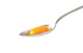 Raw egg yolk on spoon Royalty Free Stock Photo