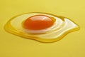 Raw egg yolk on the yellow background Royalty Free Stock Photo