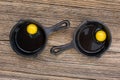 Raw eggs in frying pan ready to cook Royalty Free Stock Photo
