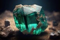 Raw emerald gemstone crystal.
