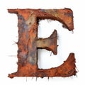 Raw And Emotional Rust Wood Letter E: Post-apocalyptic Teethcore Art