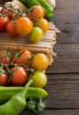 Raw fettucce pasta, vegetables and herbs Royalty Free Stock Photo