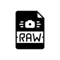 Black solid icon for Raw File, data and format Royalty Free Stock Photo