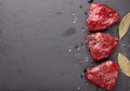 Raw fillet beef steak and spices Royalty Free Stock Photo