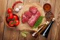 Raw fillet beef steak and spices Royalty Free Stock Photo