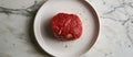Raw Fillet Beef Steak on White Plate Royalty Free Stock Photo